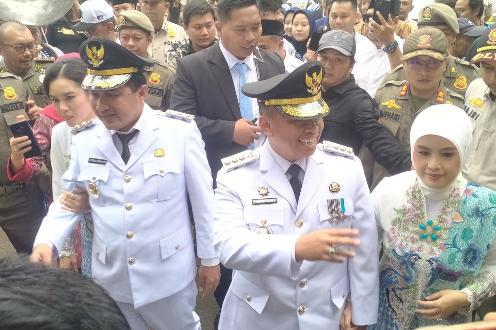 Wali Kota dan Wakil Wali Kota Depok 2025-2030 disambut di Balaikota Depok, Kamis 20 Februari 2025. 