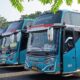 Bus pariwisata Piknik Bus terparkir akibat larangan study tour dari Gubernur Jabar