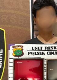 Polisi mengamankan pelaku pencurian laptop dan uang tunai di Tapos Depok