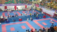 Ribuan karateka berlaga di Kejuaraan Karate Piala Ketua Umum KONI Pusat 2025 di GOR PKP JIS Ciracas, Jakarta Timur.