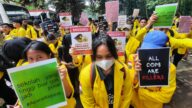 Mahasiswa UI turun ke jalan tuntut keadilan