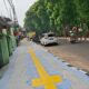 Revitalisasi trotoar Jalan Proklamasi Depok dengan desain gelombang biru dan ramah disabilitas