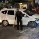 Mobil ringsek setelah menabrak separator